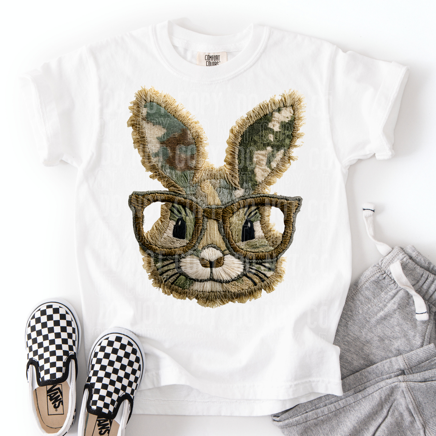 CAMO BUNNY FAUX EMBROIDERY TRANSFER