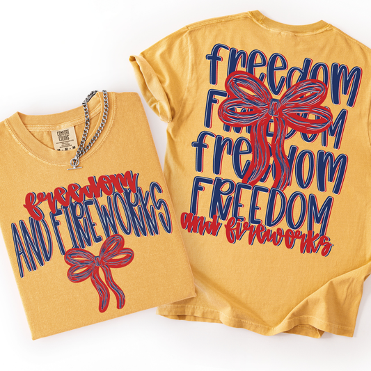 Freedom And Fireworks Stacked Bow Transfer *TWO PART**SOLD SEPARATELY**
