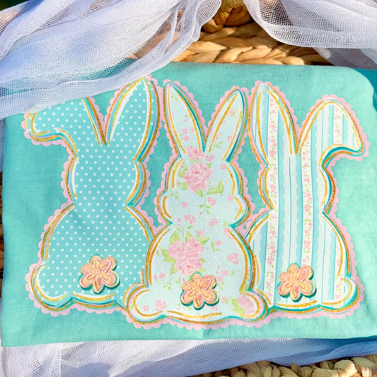 Preppy Lace Bunnies Transfer