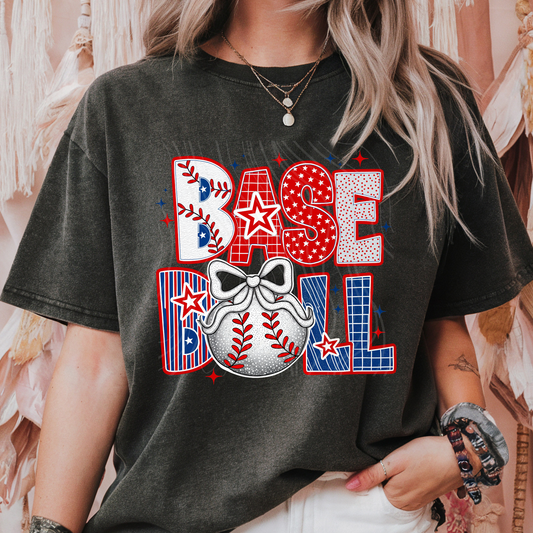 Red White And Blue Baseball Transfer