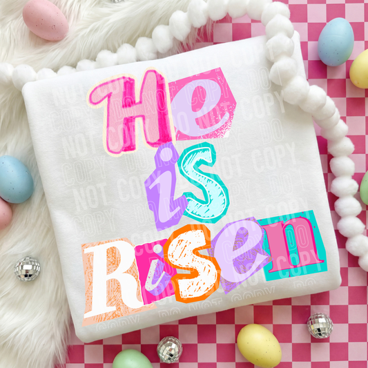 HE IS RISEN NEON TRANSFER