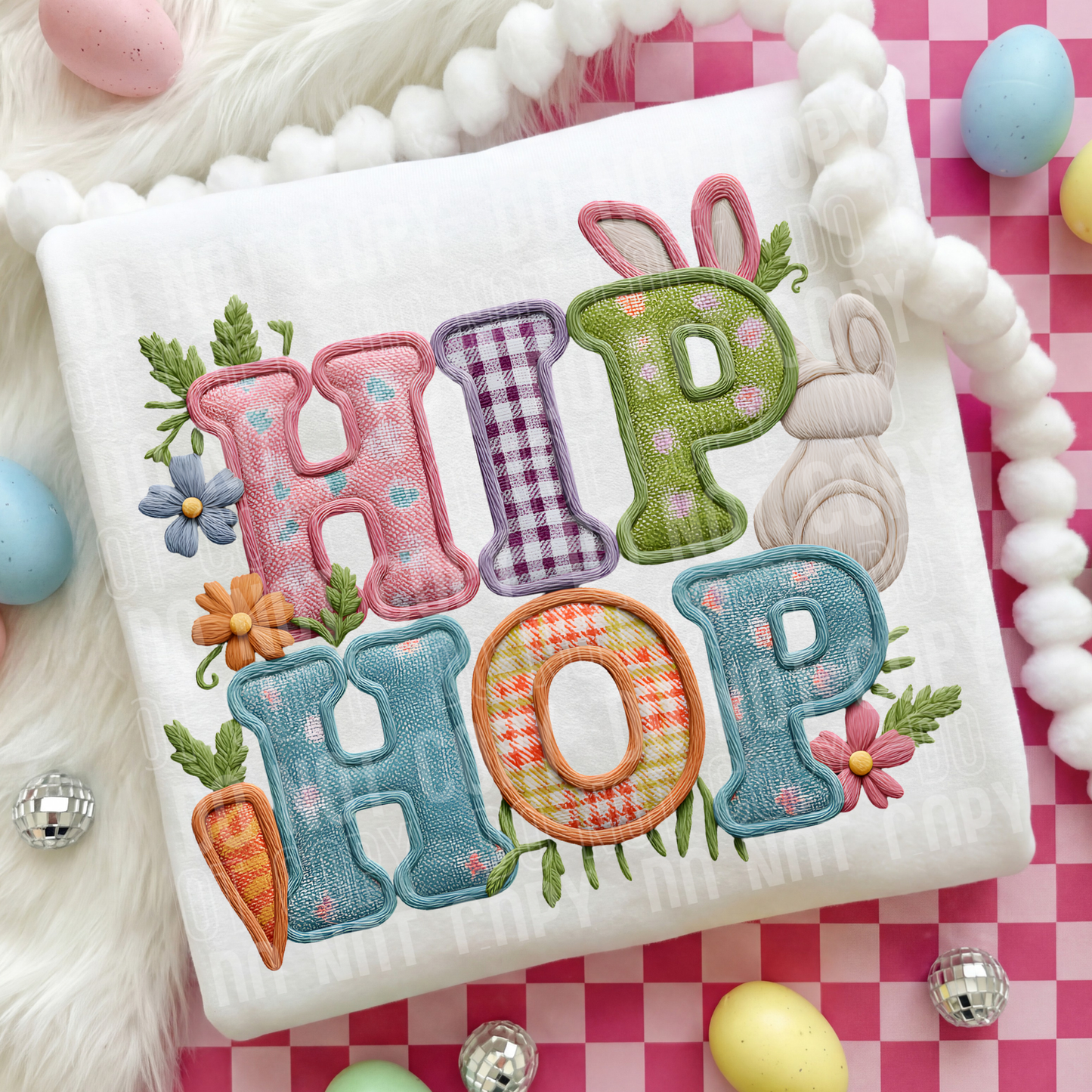 Hip Hop Faux Embroidery Transfer