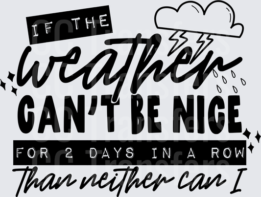 If The Weather Can't Be Nice For 2 Days In A Row Then Neither Can I