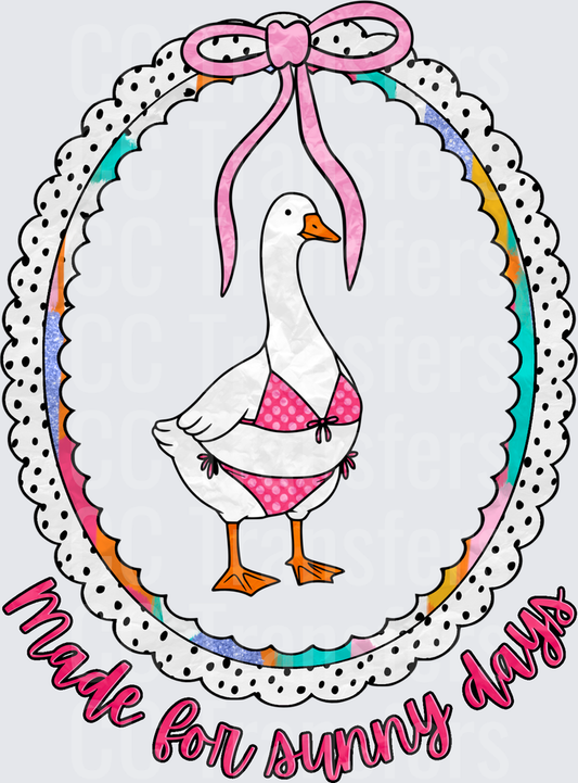 Goose in Pink Polka Dot Bikini with Bow Frame Made for Sunny Days