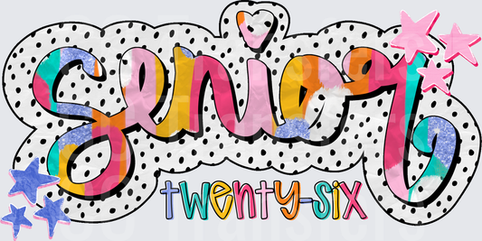 Senior Twenty-Six Rainbow Snake Polka Dot Design with Stars