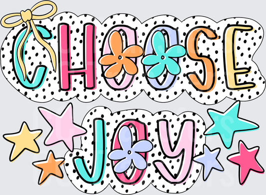 Choose Joy Inspirational Quote with Colorful Flowers and Stars
