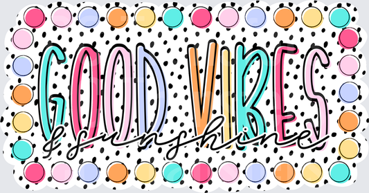 Good Vibes Colorful Retro Typography with Polka Dots